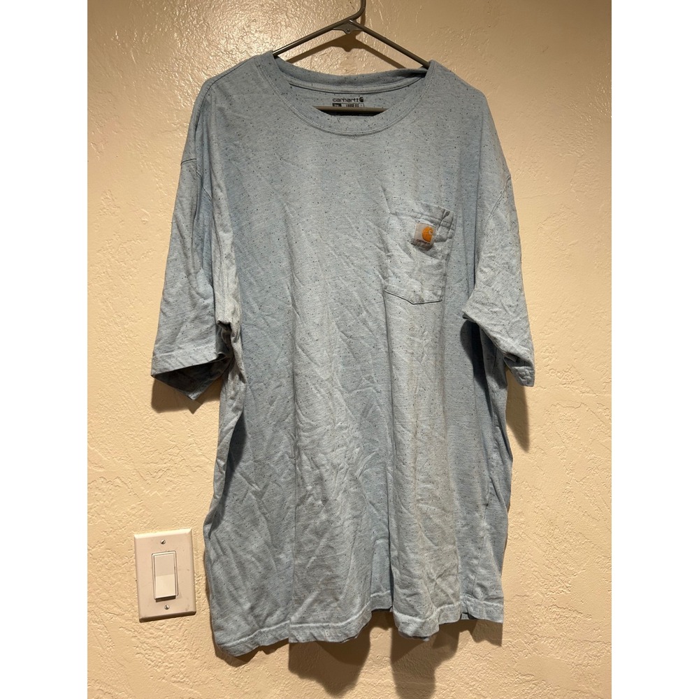 Carhartt‎  Pocket T-Shirt Mens 2XL Tall Blue Heather Speckle Loose Fit Tee